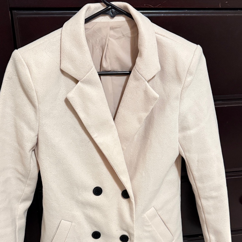 SHEIN Off-White Double-Breasted Blazer